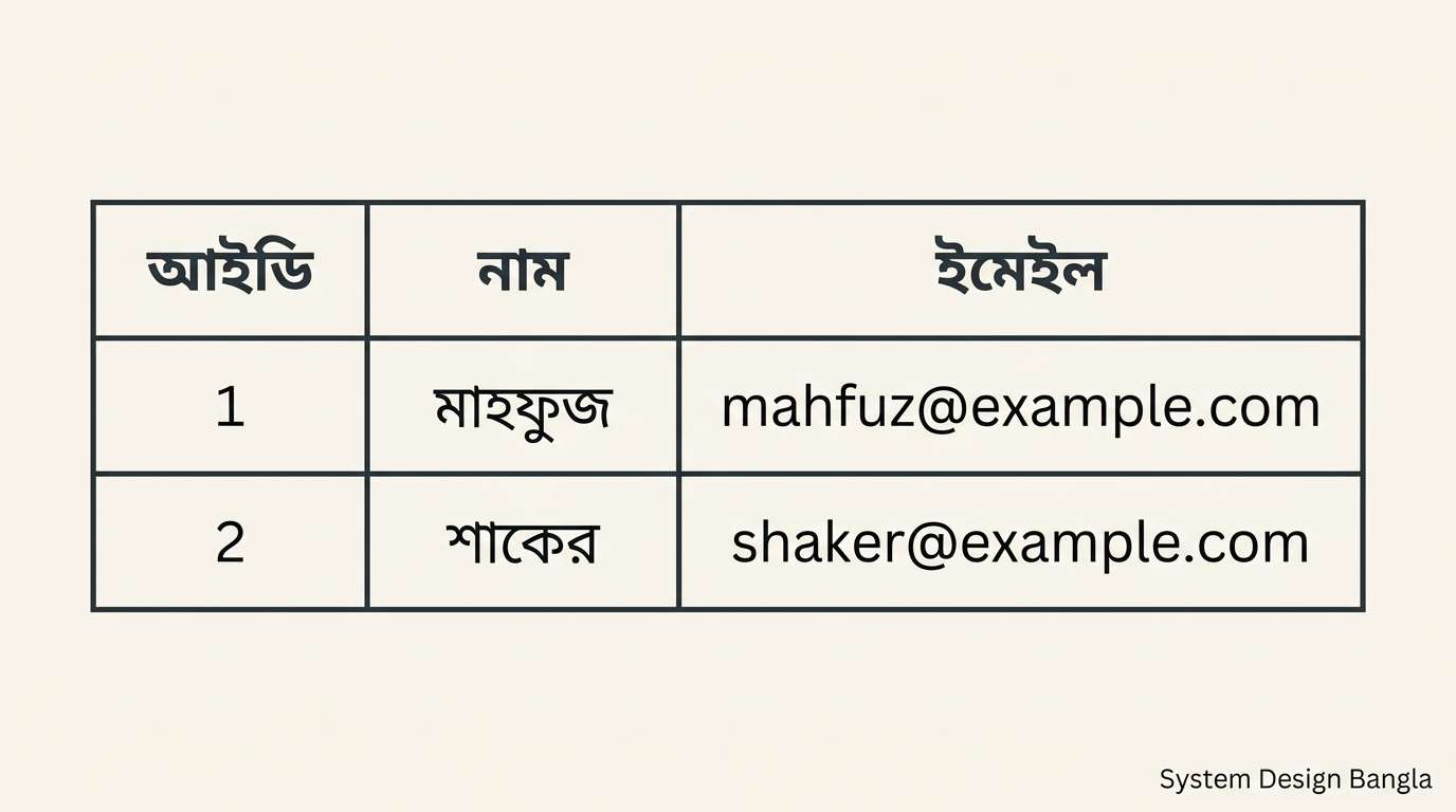 Database user table diagram